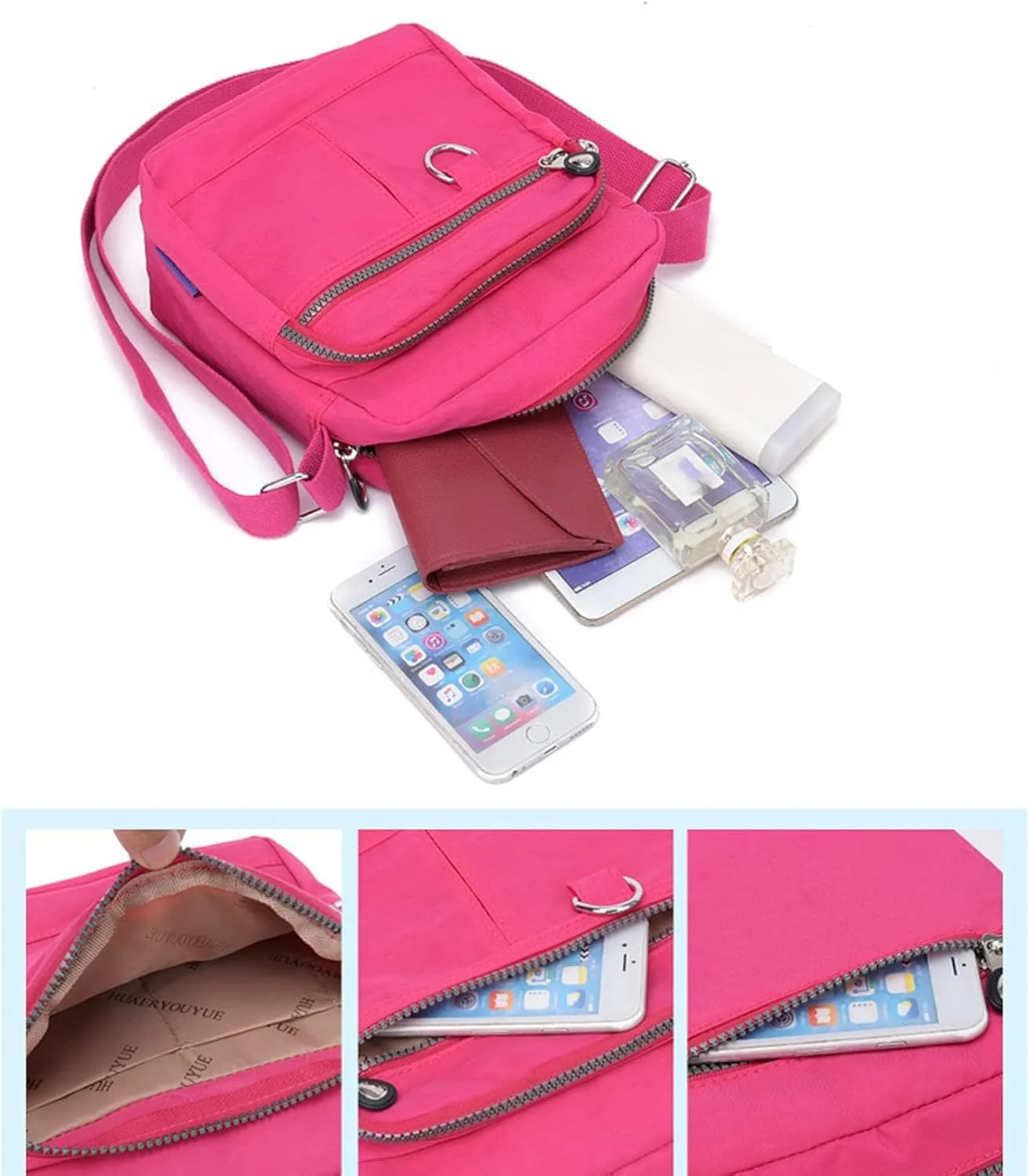 Shoulder Bags for Men Casual Nylon Purse Handbag Crossbody Bags Shoulder Bag Handbag For Women Small (Beige, One Size)