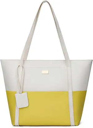 Shoulder Bags for Women Faux Leather Patchwork Large Capacity Tote Bag Simple Laptop Handbags Shopping Work Satchel