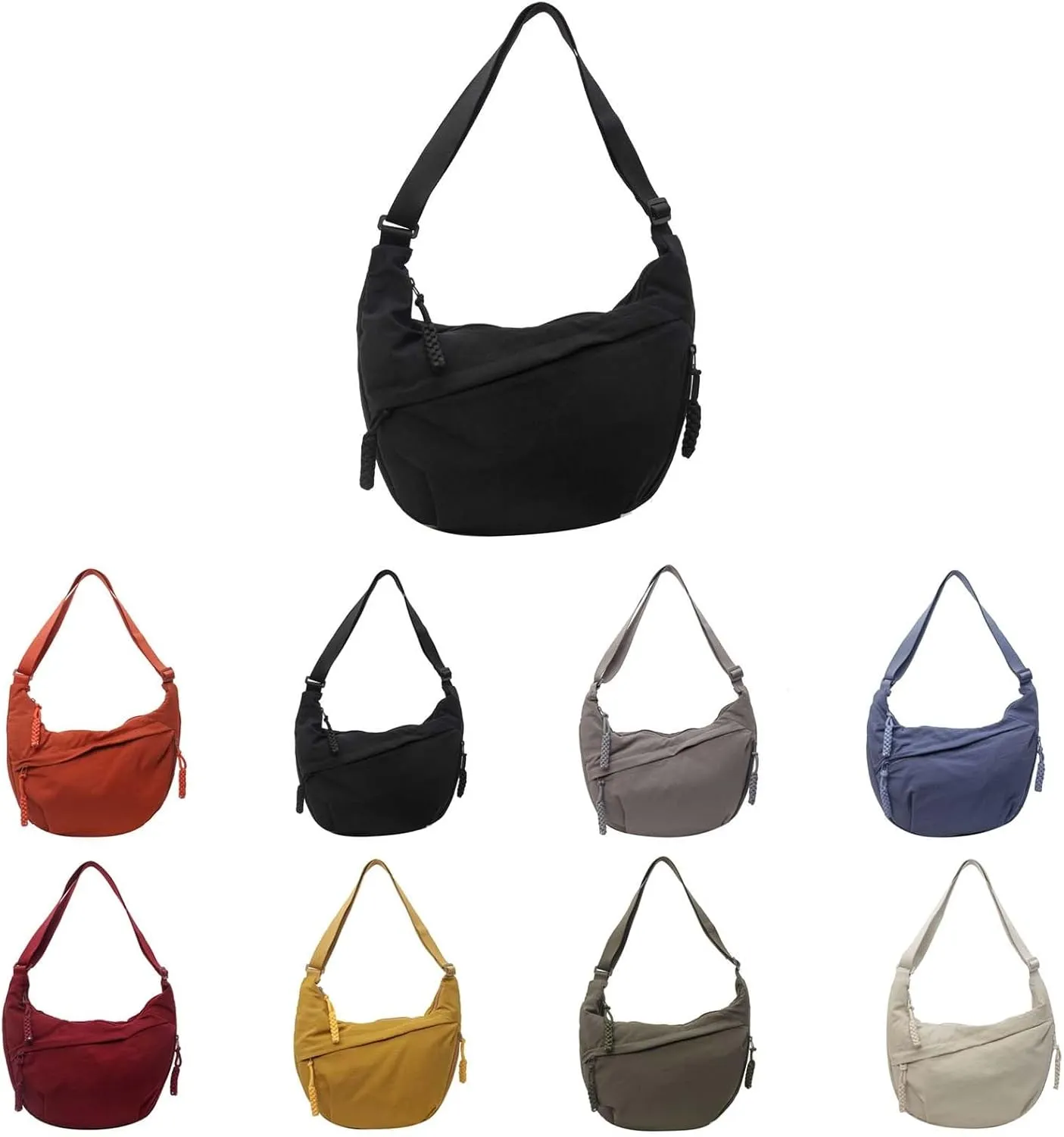 Shoulder Bags for Women Small Capacity Multi Pockets Crescent Bag Canvas Nylon Casual Daily Use Work Handbags