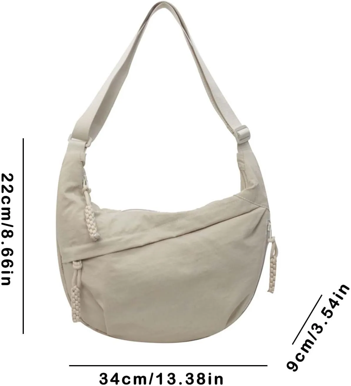 Shoulder Bags for Women Small Capacity Multi Pockets Crescent Bag Canvas Nylon Casual Daily Use Work Handbags