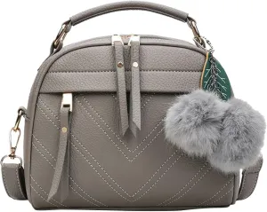 Shoulder Purse Pendant Bag Tote Fashion Handbag Women's Leather Furry Bag Shoulder Bags Nylon (Grey, One Size)