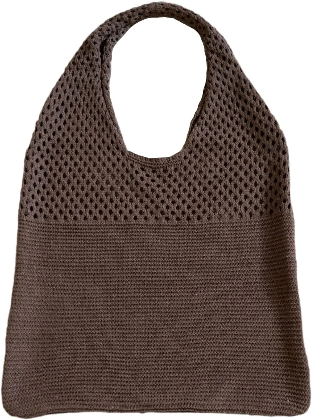 Simple Retro Hollow Crochet Bags Large Capacity Shopping Bags Women's Woven Shoulder Bag Leather Shoulder (C, One Size)