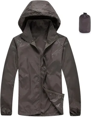 Sinzelimin Womens Rain Jacket Zipper Hooded Windbreaker Jackets Sun Protection Hoodies Lightweight Raincoats with Storage Bag