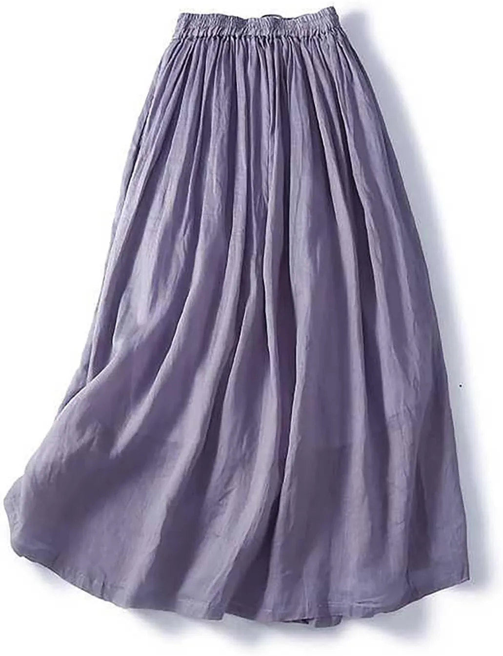 Skirts for Women A-Line Cotton Linen Flowy Skirt Casual High Waisted Comfort Skirt Fashion Drawstring Maxi Skirt
