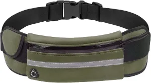 Slim Running Belt, Waterproof Fanny Pack with Water Bottle Holder,Phone Holder for Running,Reflective Waist Bag for Men,Runners Belt Pouch,Money Belt,Waist Pack for Workout Travel Running Camping