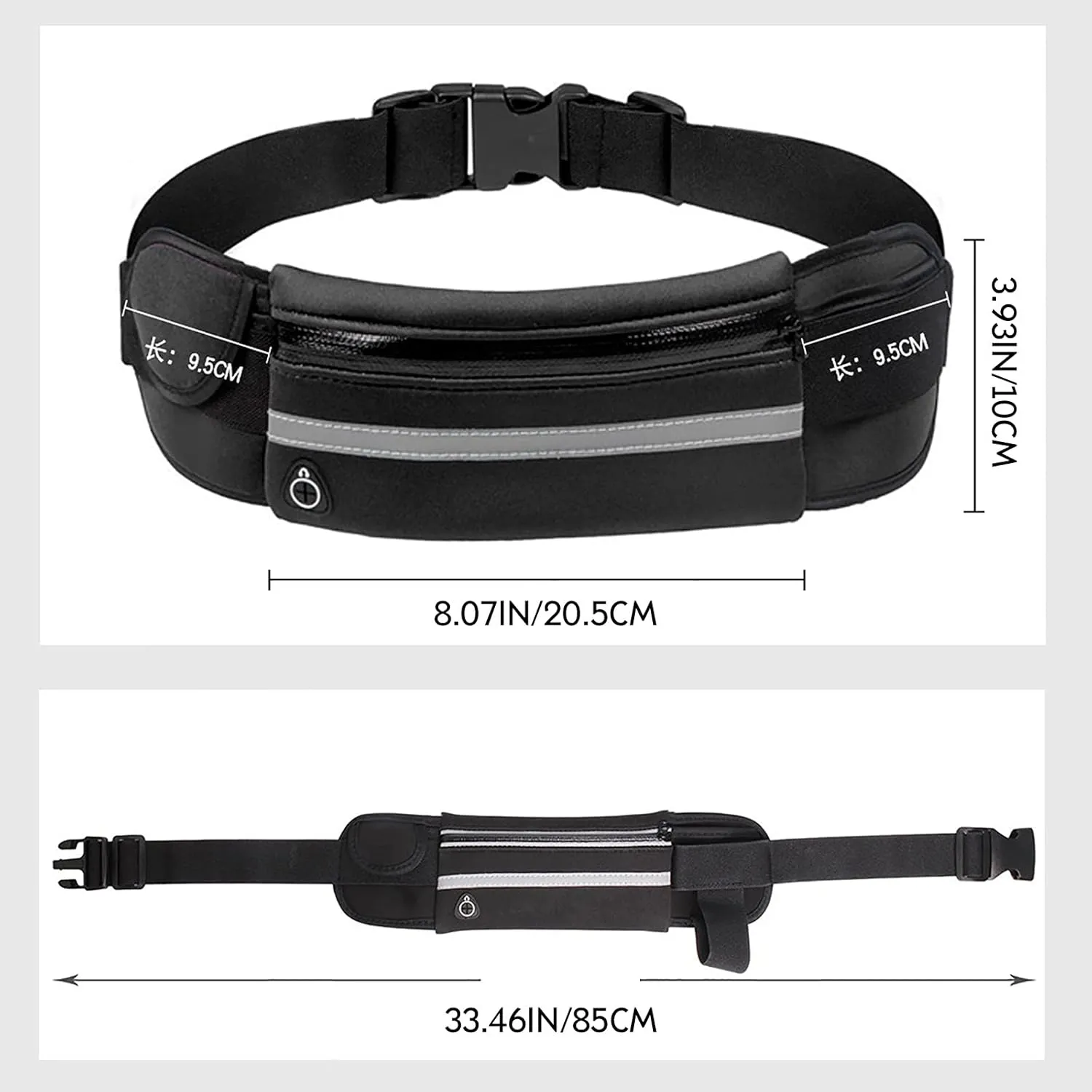 Slim Running Belt, Waterproof Fanny Pack with Water Bottle Holder,Phone Holder for Running,Reflective Waist Bag,Runners Belt Pouch,Money Belt,Waist Pack Bag for Workout Travel Camping Running