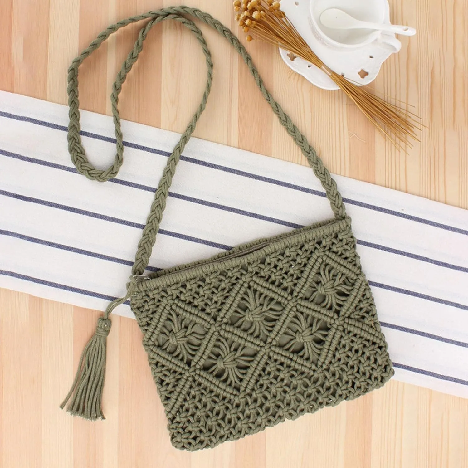 Sling Bags for Women Anti Theft Travel Fabric Nylon Multi Pocket Crossbody Bags Cute Purse for Women Trendy(Green)