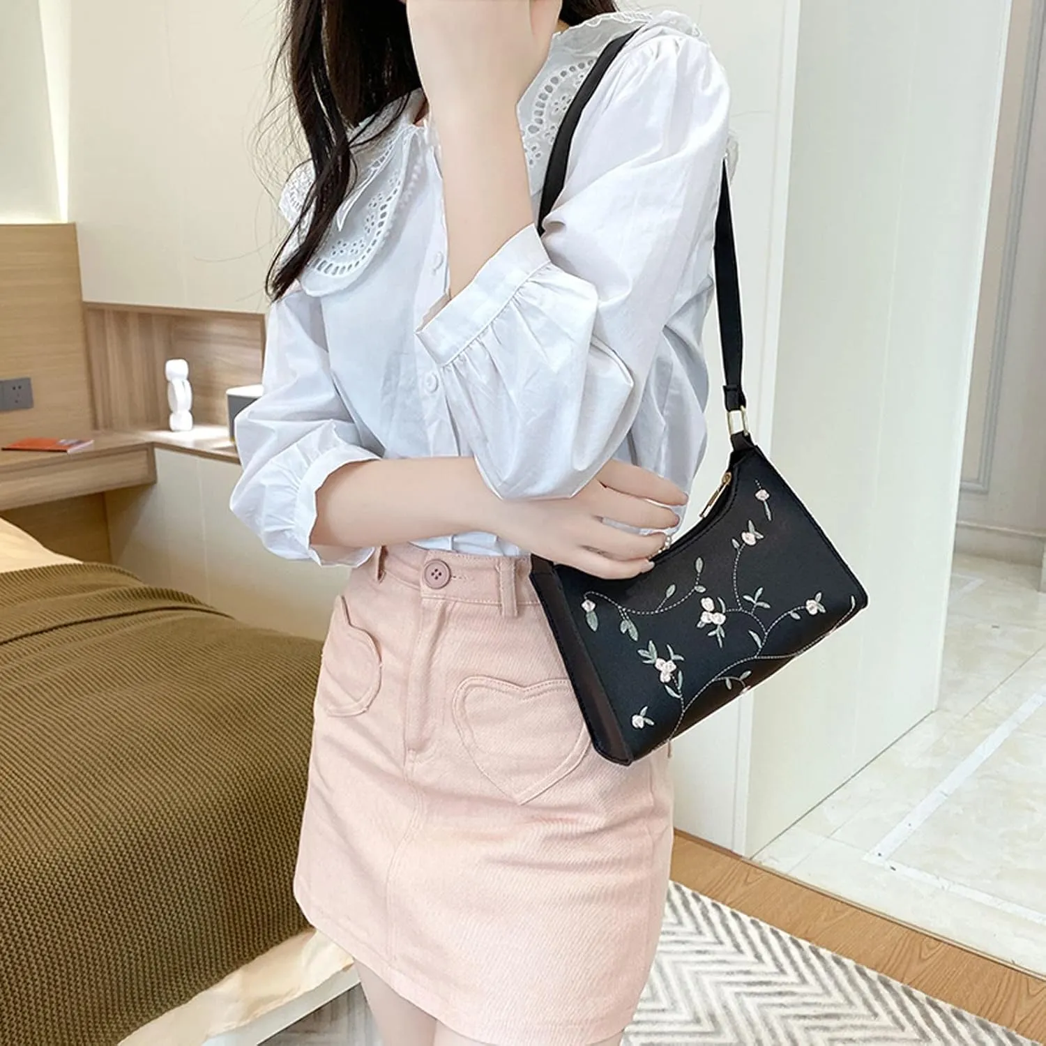 Sling Bags for Women Anti Theft Travel Women's Shoulder Bags Tote Satchel Hobo Cute Purse for Women Trendy(Black)