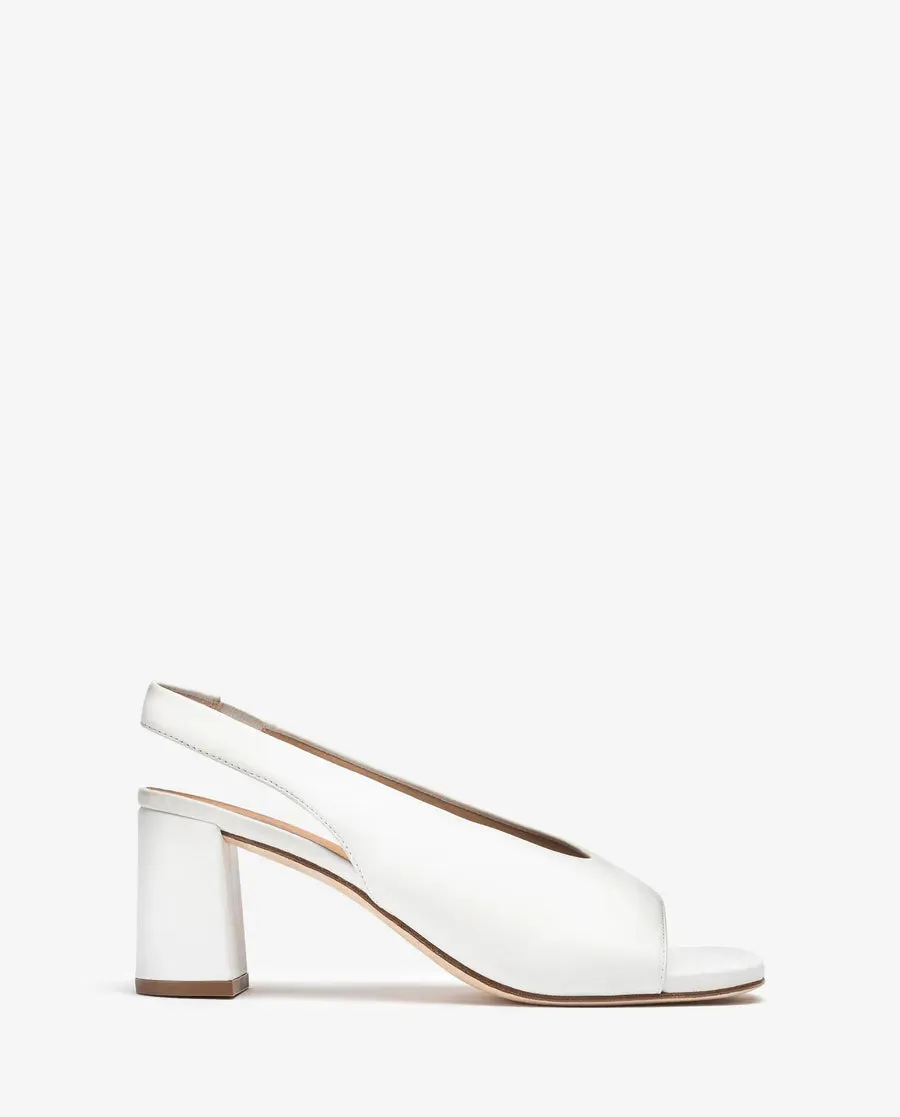Slingback Block Heel Shoe - White