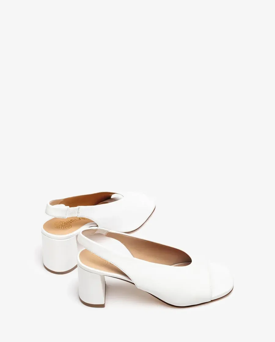 Slingback Block Heel Shoe - White