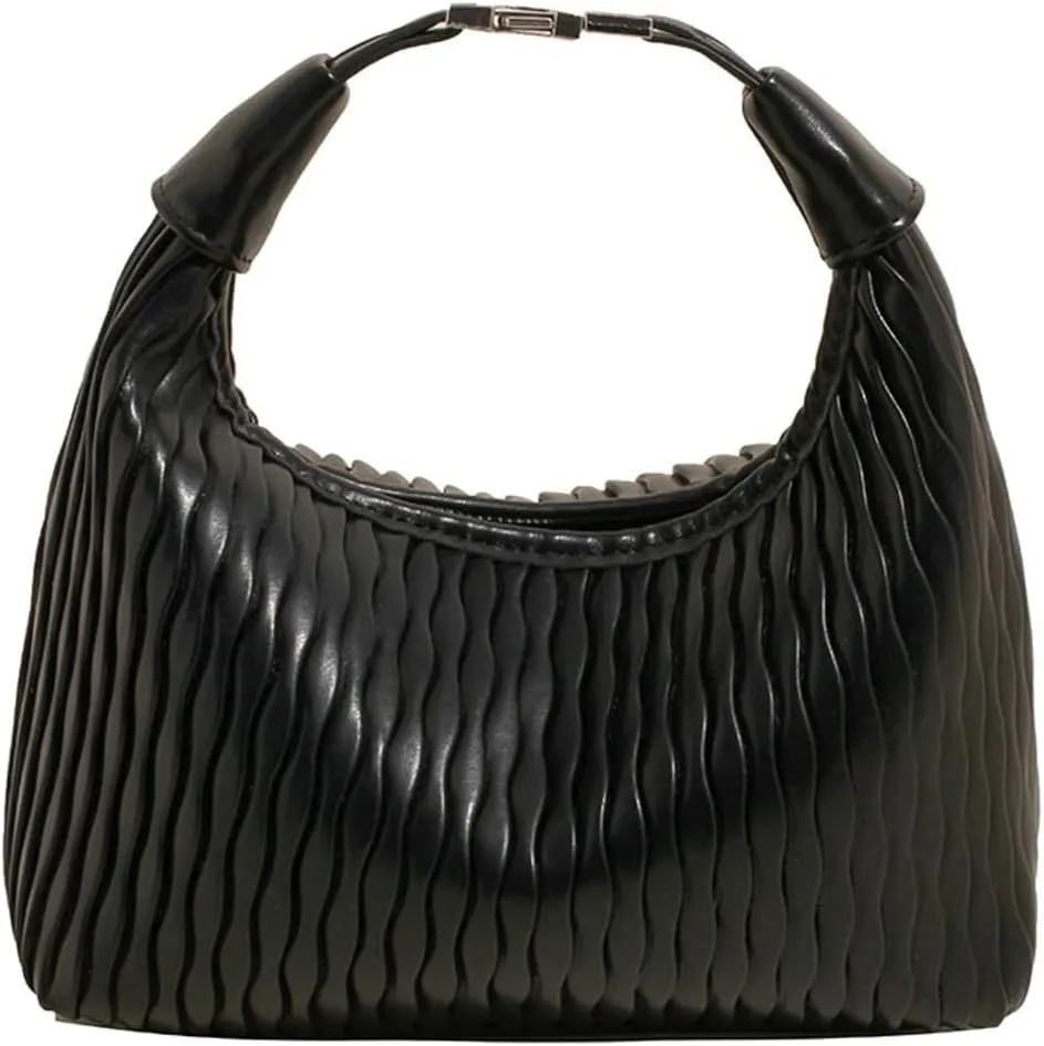 Slouchy PU Leather Crescent Hobo Bags Women Trendy Underarm Shoulder Bag Top-Handle Tote Handbag Cute Crossbody Purse