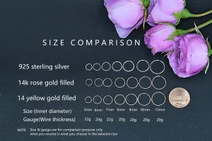 Small Gold Huggie Hoop Earrings for Cartilage Nose Helix Tragus Conch Piercing, Tiny Thin 14K Yellow Gold Filled or Sterling Silver Hoop Earrings