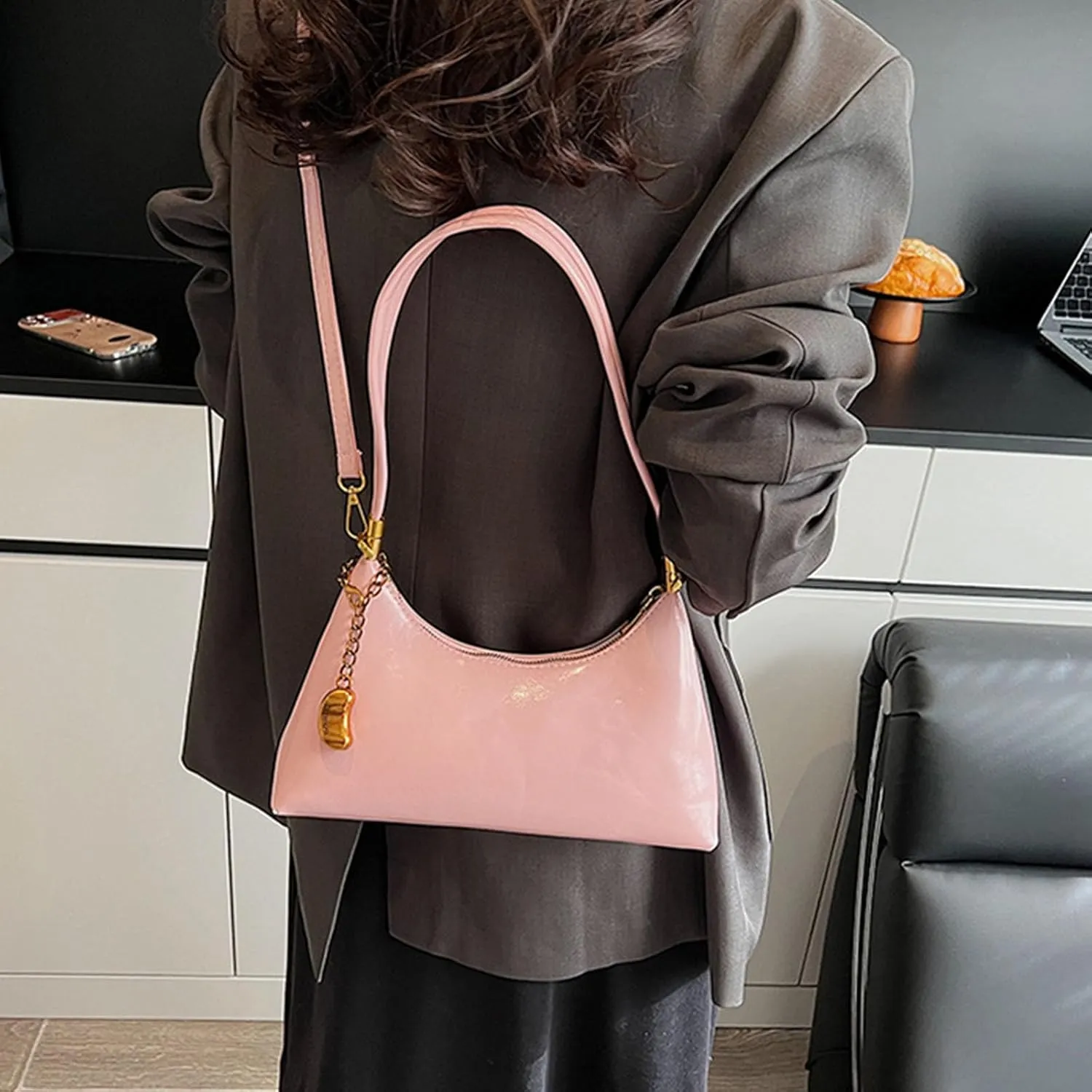 Small Hobo Shoulder Bag for Women 2025 - PU Leather Crossbody Purse with Detachable Strap | Trendy Vintage Crescent Bag