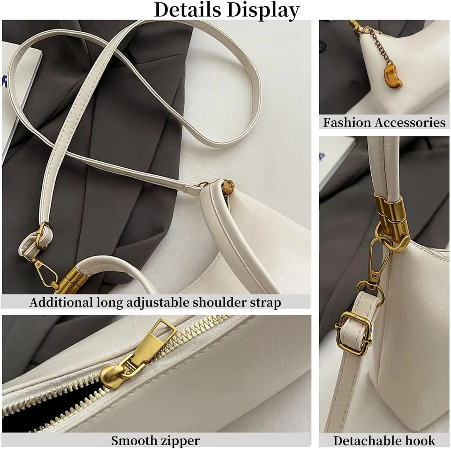 Small Hobo Shoulder Bag for Women 2025 - PU Leather Crossbody Purse with Detachable Strap | Trendy Vintage Crescent Bag