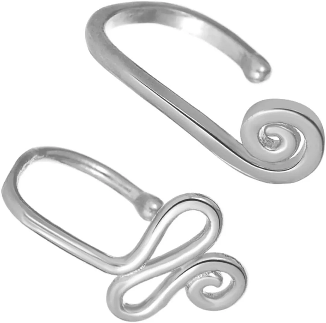 SOIMISS No Hole Nail Faux Nose Hoop Horseshoe Piercing Nose Hoops Charms Double Helix Lip Rings Jewelry Faux
