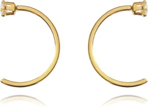 Solitaire Half Hoop Earring, 14k Gold Open Diamond (0.04ct) Hoop Earrings, Dainty Half Hoops, Minimalist Jewelry, Gift For Women.