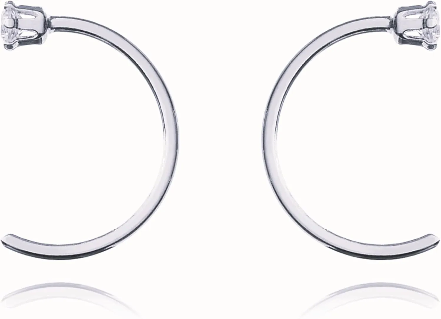 Solitaire Half Hoop Earring, 14k Gold Open Diamond (0.04ct) Hoop Earrings, Dainty Half Hoops, Minimalist Jewelry, Gift For Women.