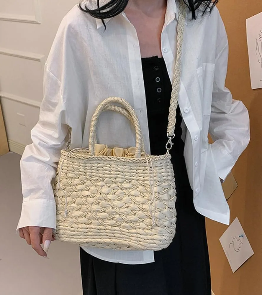 Straw Handbags for Women Rattan Crossbody Bags for Women Handwoven Tote Bag Beach Purse Shoulder Bag