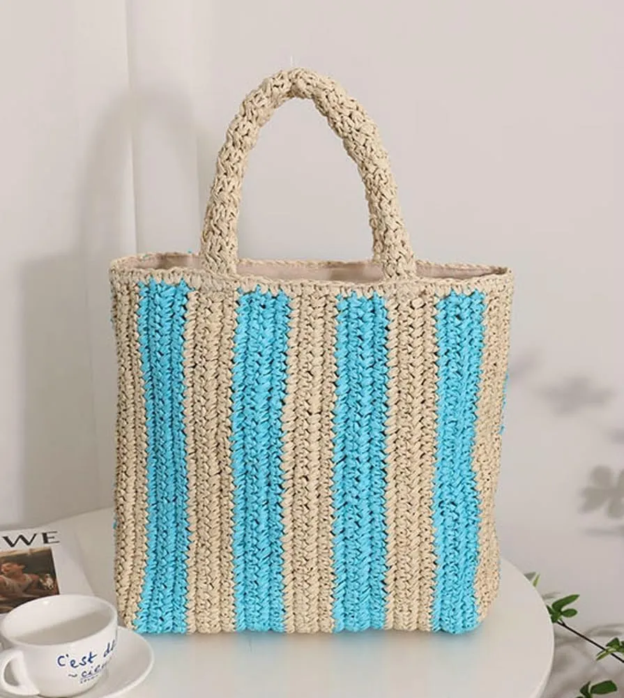 Straw Tote Bag for Women Handmade Handbags for Women Woven Raffia Beach Travel Bags Shopping