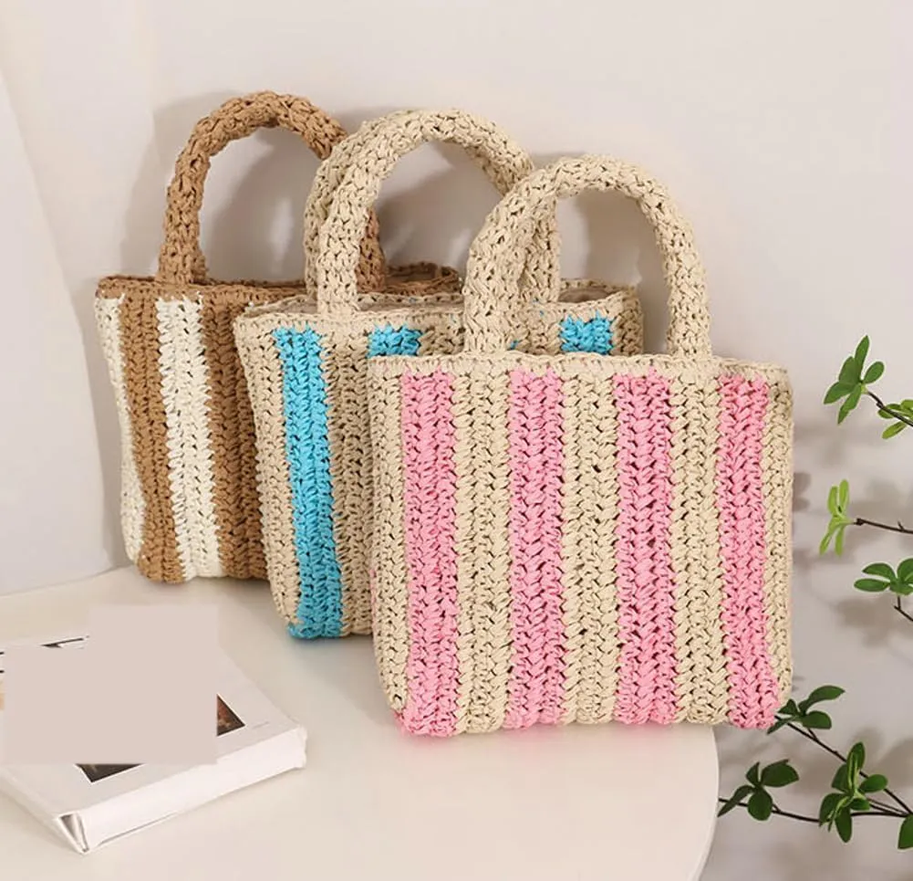 Straw Tote Bag for Women Handmade Handbags for Women Woven Raffia Beach Travel Bags Shopping