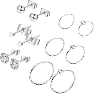 Stunning Nose Ring Studs Hoops Set 12pcs Stainless Steel Piercing Jewelry for Women Small Hoop Earrings