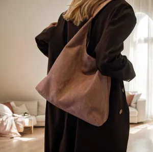 Suede Bags for Women, 2025 New Suede Tote Bag for Women, Retro Slouchy Office Shoulder Top-handle Tote Handbags