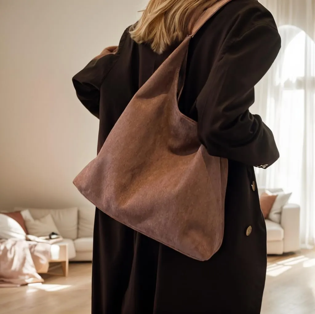 Suede Bags for Women, 2025 New Suede Tote Bag for Women, Retro Slouchy Office Shoulder Top-handle Tote Handbags
