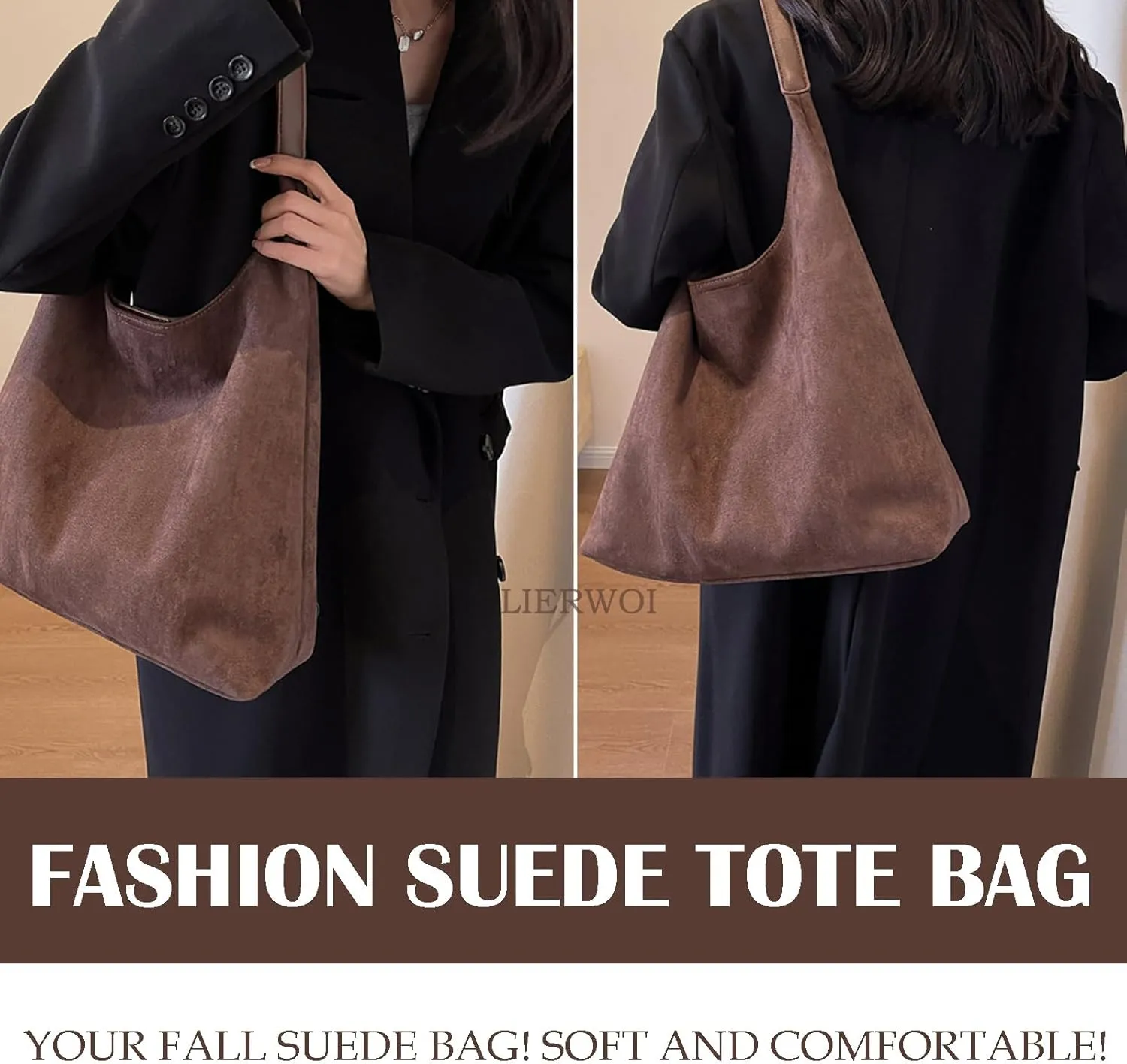 Suede Bags for Women, 2025 New Suede Tote Bag for Women, Retro Slouchy Office Shoulder Top-handle Tote Handbags