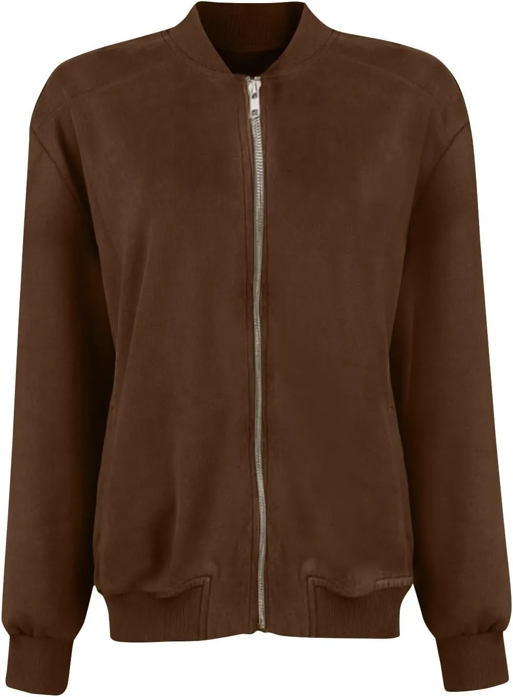 Suede Jackets for Women 2024 Trendy Comfy Cropped Zip Up Jackets Faux Leather Casual Jacket Outwear with Pockets