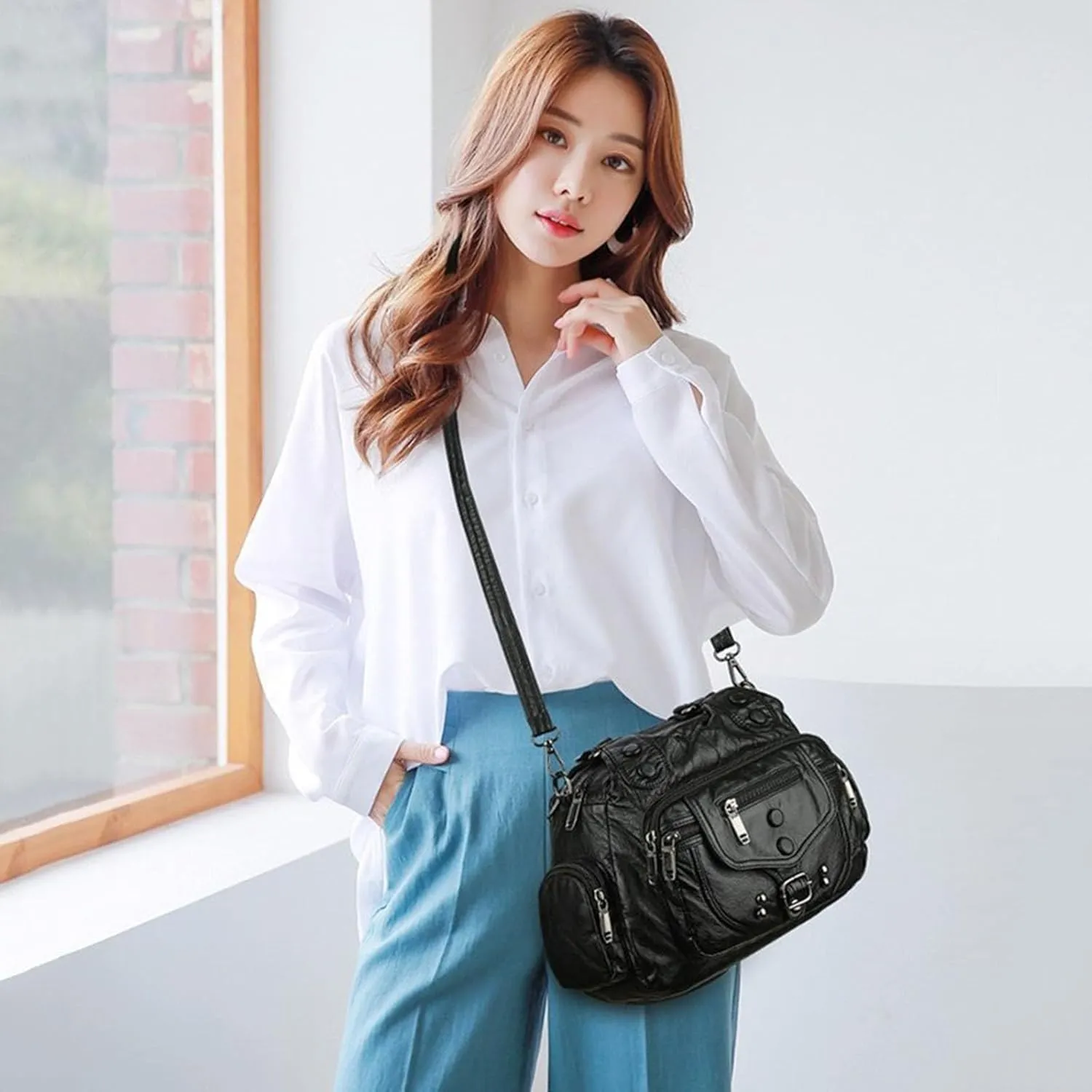 Summer Purses for Women 2025 Crossbody Retro Studded Crossbody Bags Small Shoulder Purses Womens Shoulder Purse(Black)