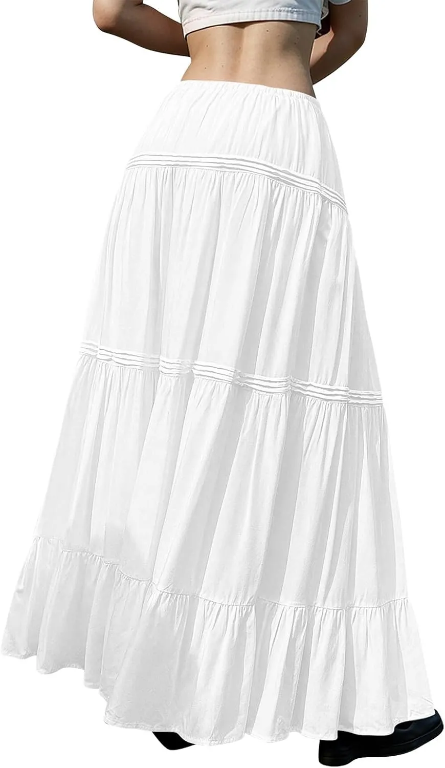 Summer Skirt for Women 2025 High Waist A-Line Flowy Maxi Skirt Trendy Style