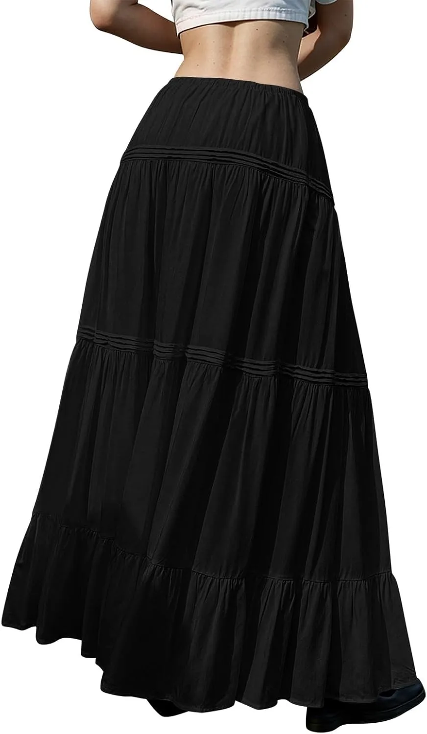 Summer Skirt for Women 2025 High Waist A-Line Flowy Maxi Skirt Trendy Style