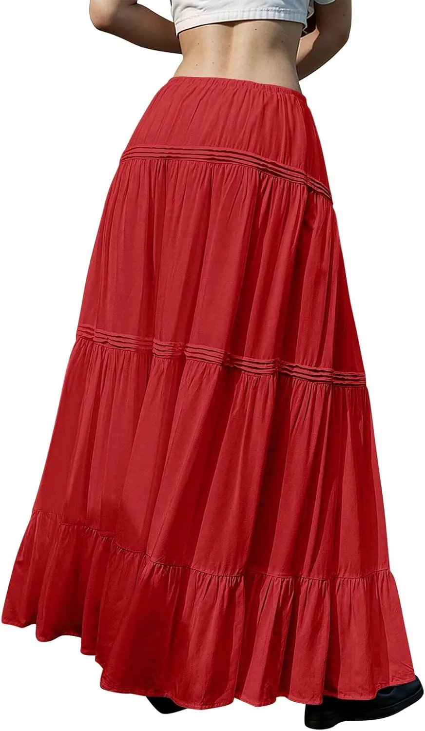 Summer Skirt for Women 2025 High Waist A-Line Flowy Maxi Skirt Trendy Style
