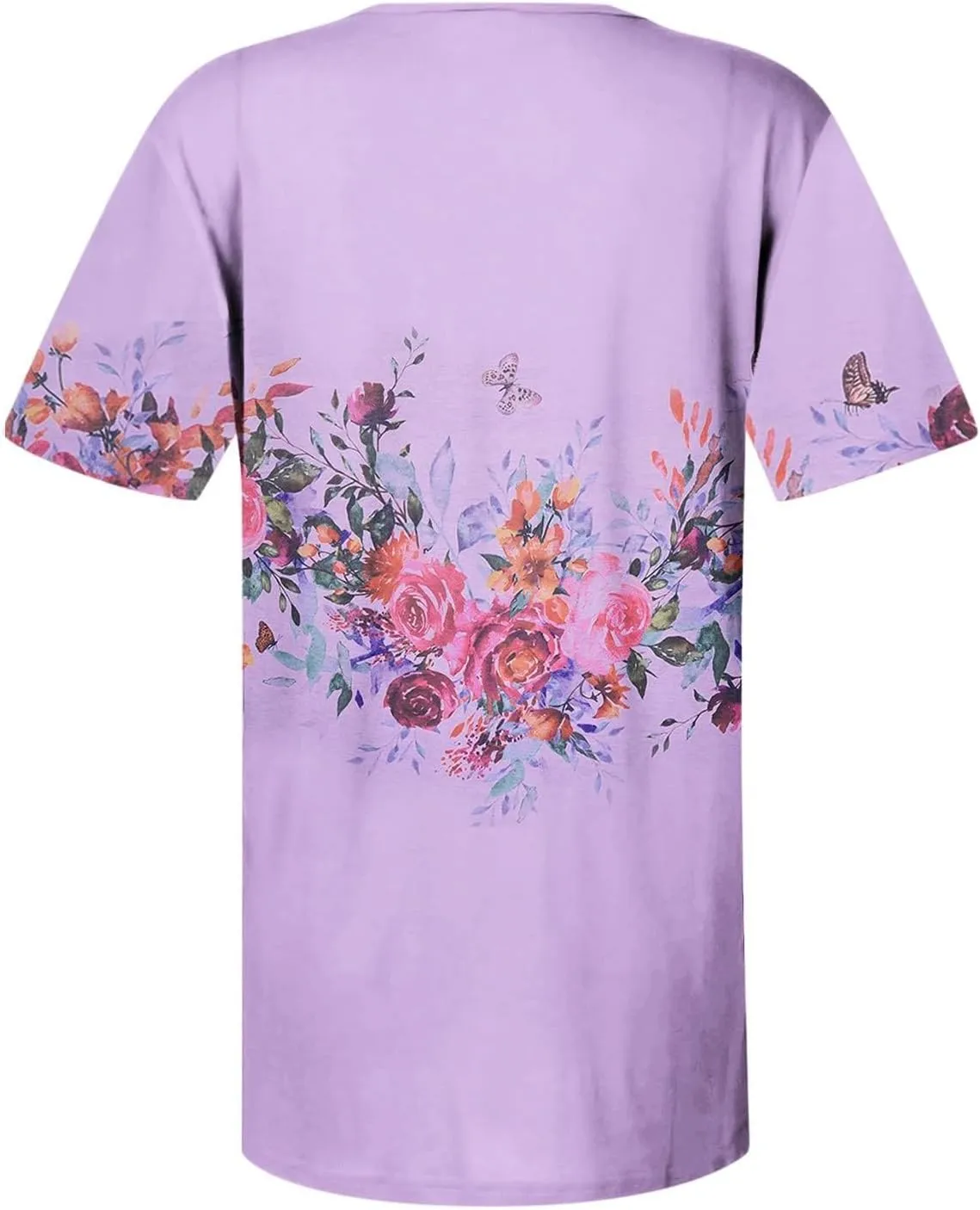 Summer Tops for Women 2025 Trendy Boho Floral Tunic Shirts Short Sleeve Button V Neck Tee Dressy Casual Loose Blouses