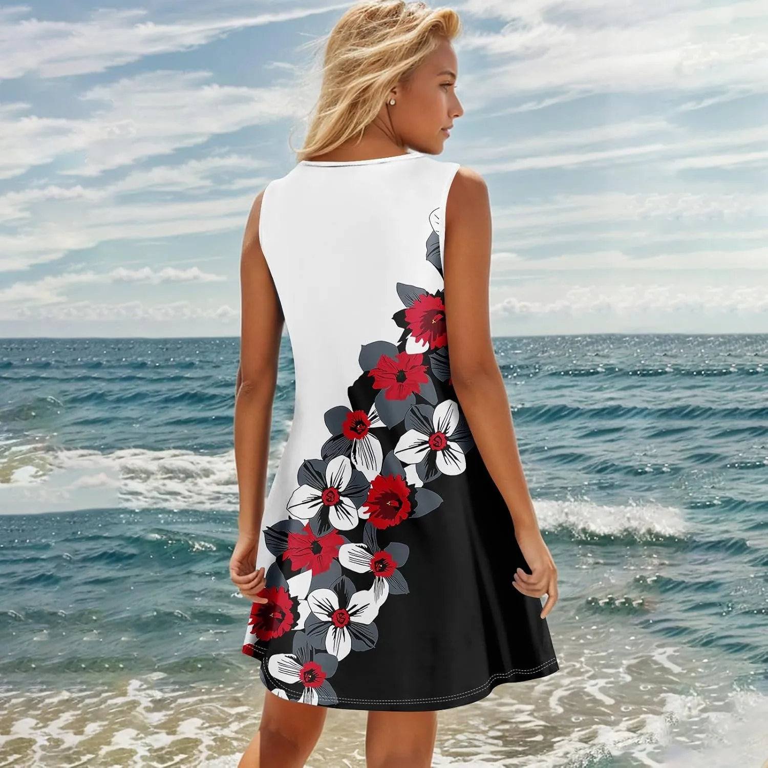 Sundresses for Women 2025 Midi Sleeveless Button Down Dresses for Women 2025 V Neck Vacation A Line Dress