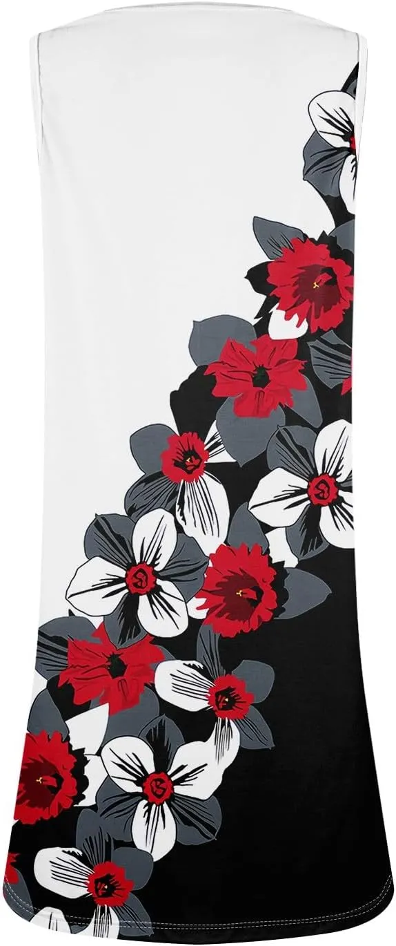 Sundresses for Women 2025 Midi Sleeveless Button Down Dresses for Women 2025 V Neck Vacation A Line Dress