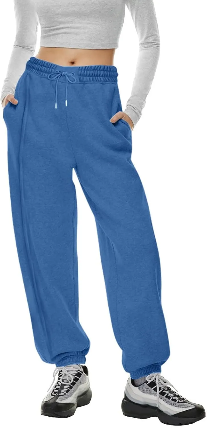 Sweatpants Women Tall Jogger Fall Work Pants Lounge Elastic Waist Drawstring Casual Trouser Pants with Pocket 2024