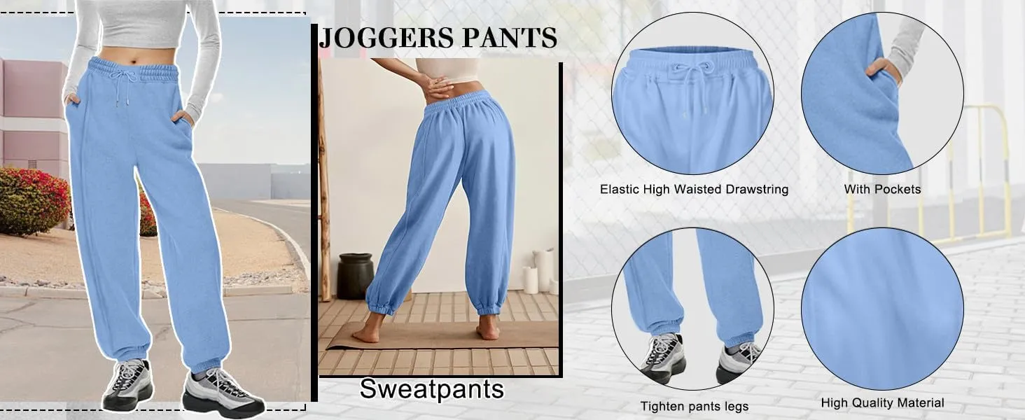 Sweatpants Women Tall Jogger Fall Work Pants Lounge Elastic Waist Drawstring Casual Trouser Pants with Pocket 2024