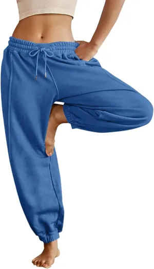 Sweatpants Women Tall Jogger Fall Work Pants Lounge Elastic Waist Drawstring Casual Trouser Pants with Pocket 2024