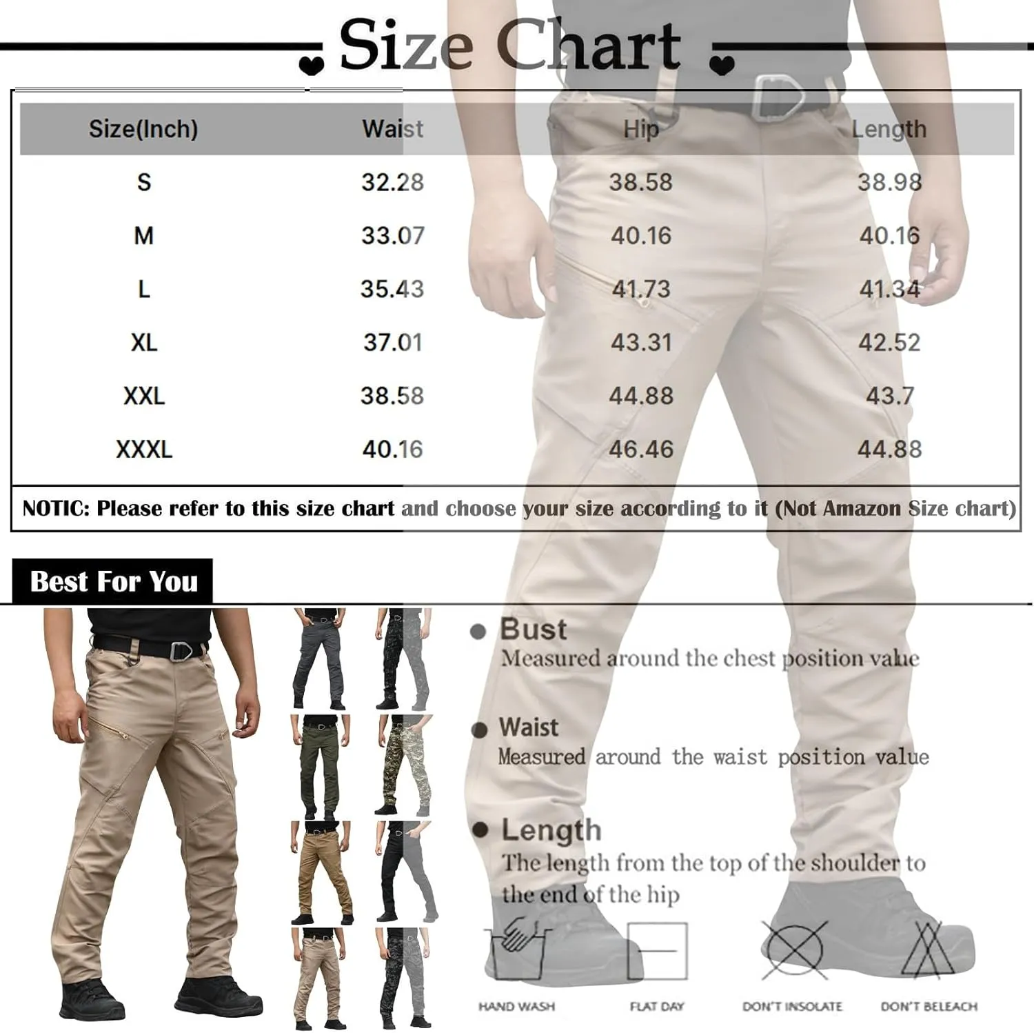 Tactical Pants for Men Men's Hiking Pants Outdoor Military Combat Cargo Work Construction Trousers with Multi Pockets