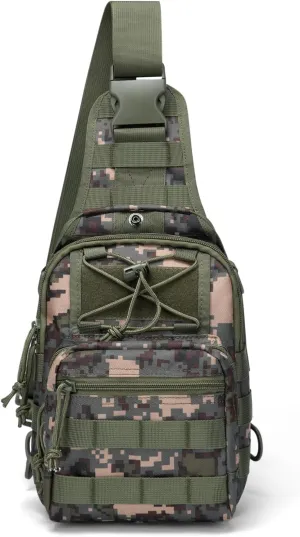 Tactical Sling Bag, Military Sport Bag Pack Sling Shoulder Backpack Outdoor Chest Pack Molle Crossbody Bag for Men Travel,Trekking,Camping,Hiking,Camping, 4.7 L, Camouflage