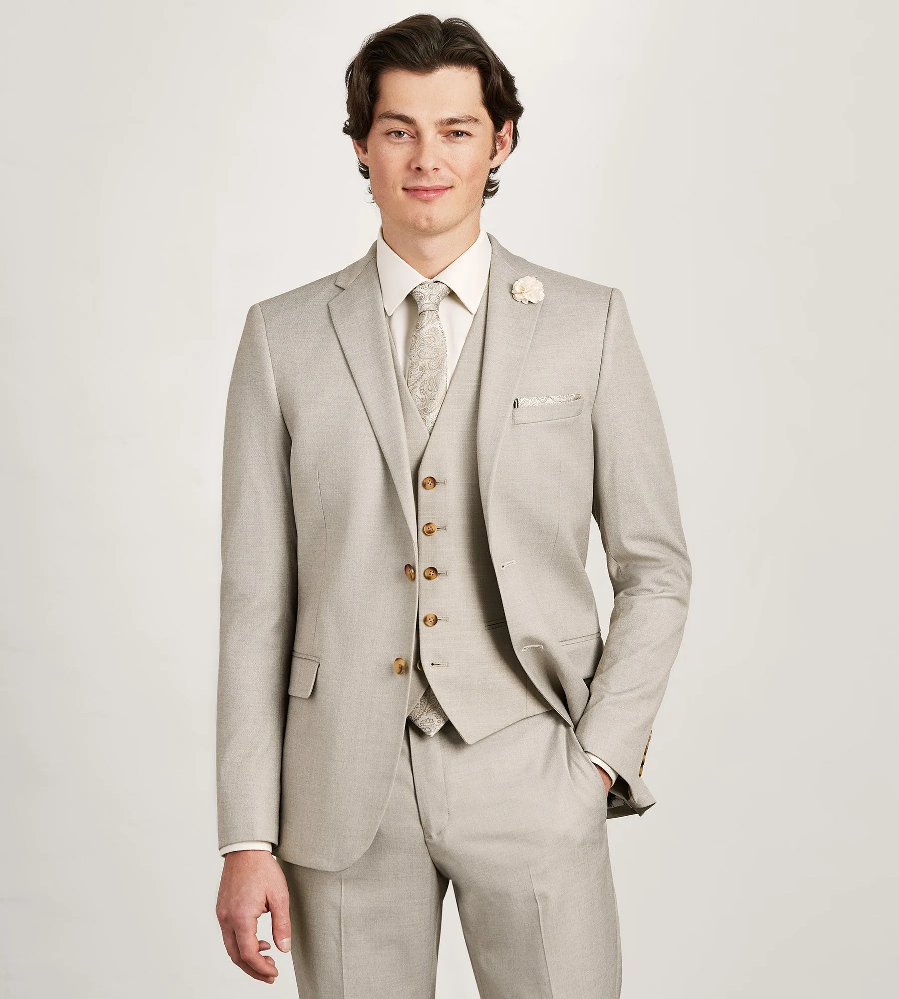 Tan Solid Suit Vest