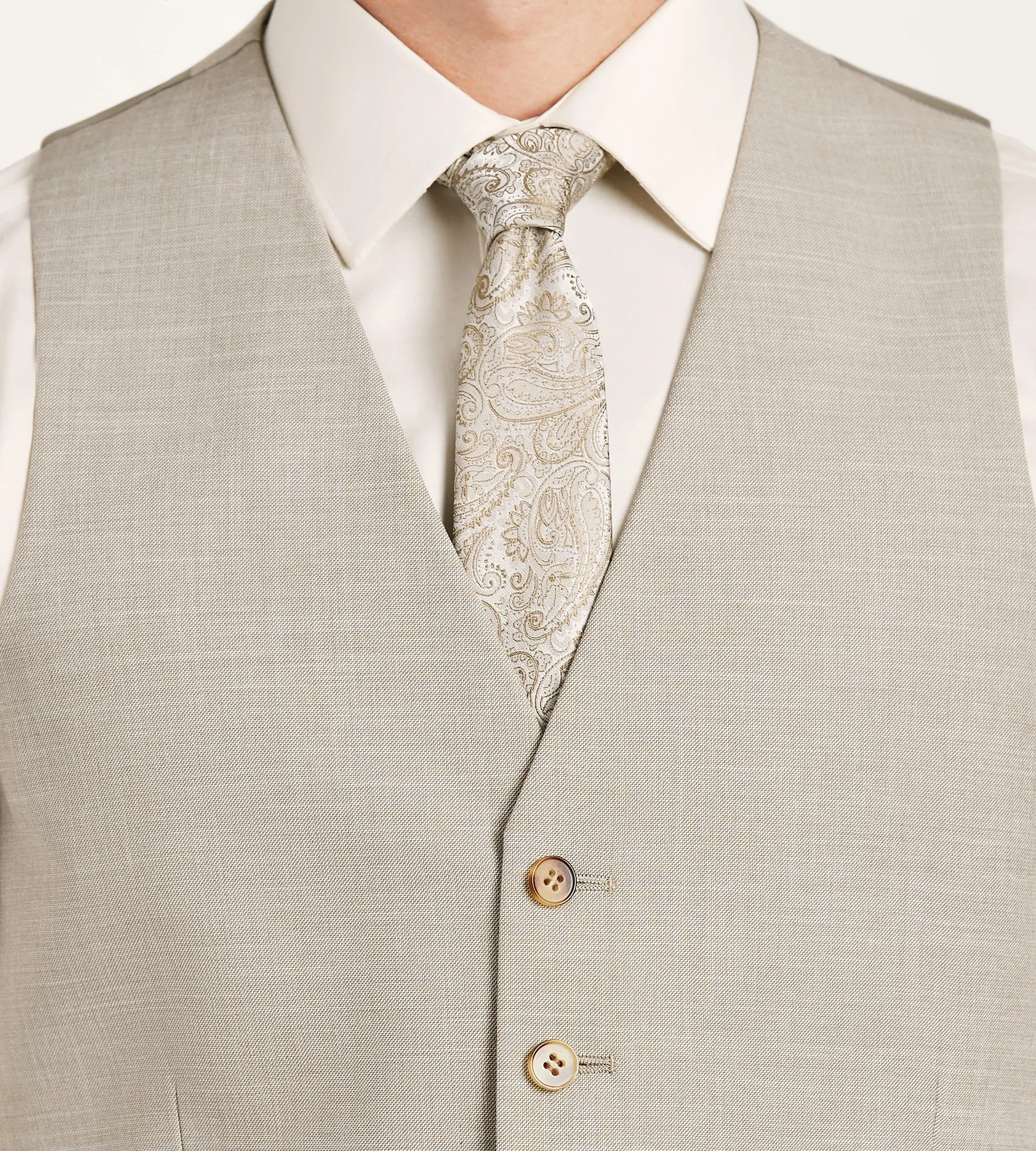 Tan Solid Suit Vest