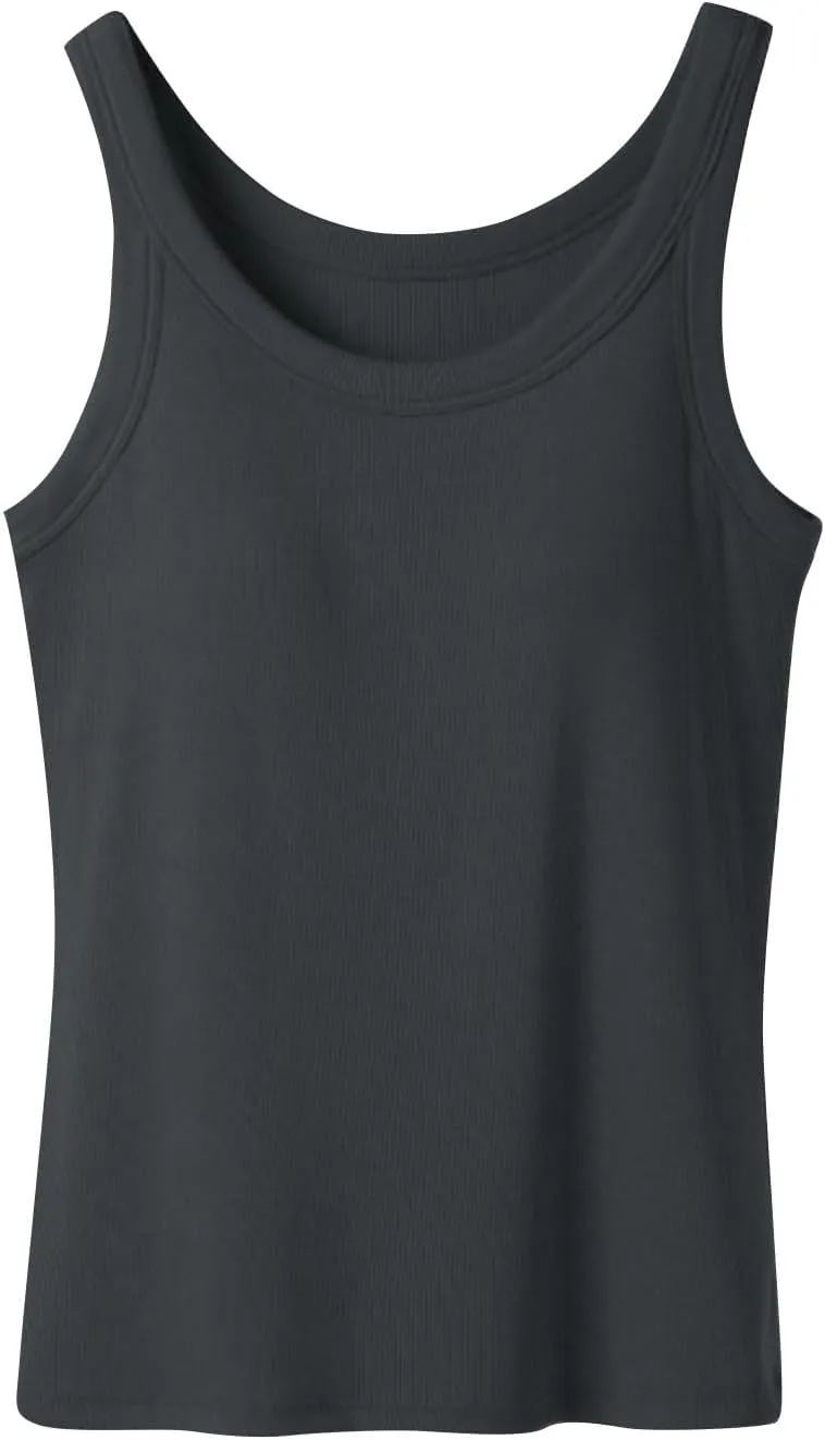 Tank with Built in Bra for Women Scoop Neck Spaghetti Strap Tank Top Ribbed Sleeveless Slim Fit Summer Casual Outfits