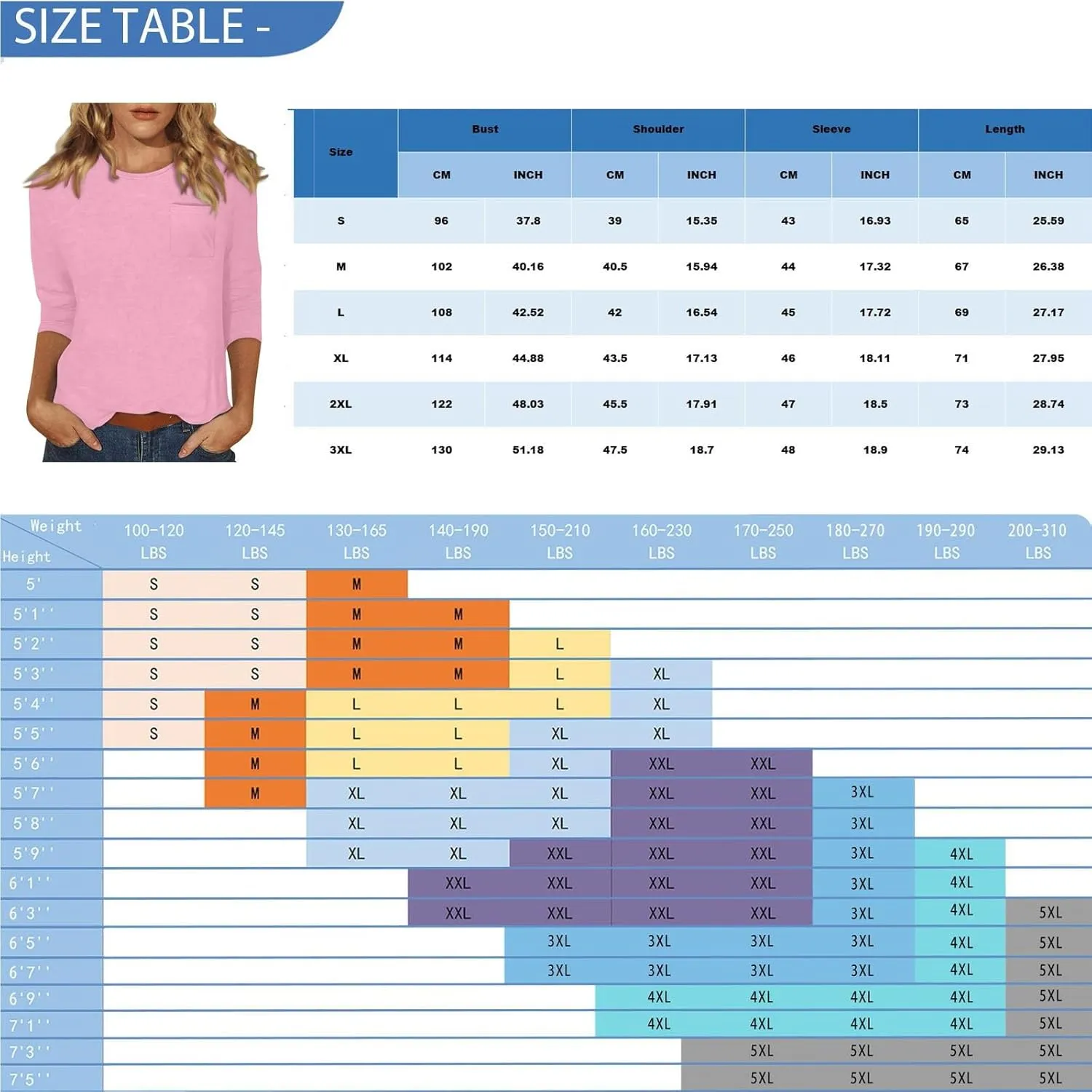 Three Quarter Sleeve Tops Woman Crewneck Cute Shirts Casual Trendy Print Blouses Length T Shirt 2024