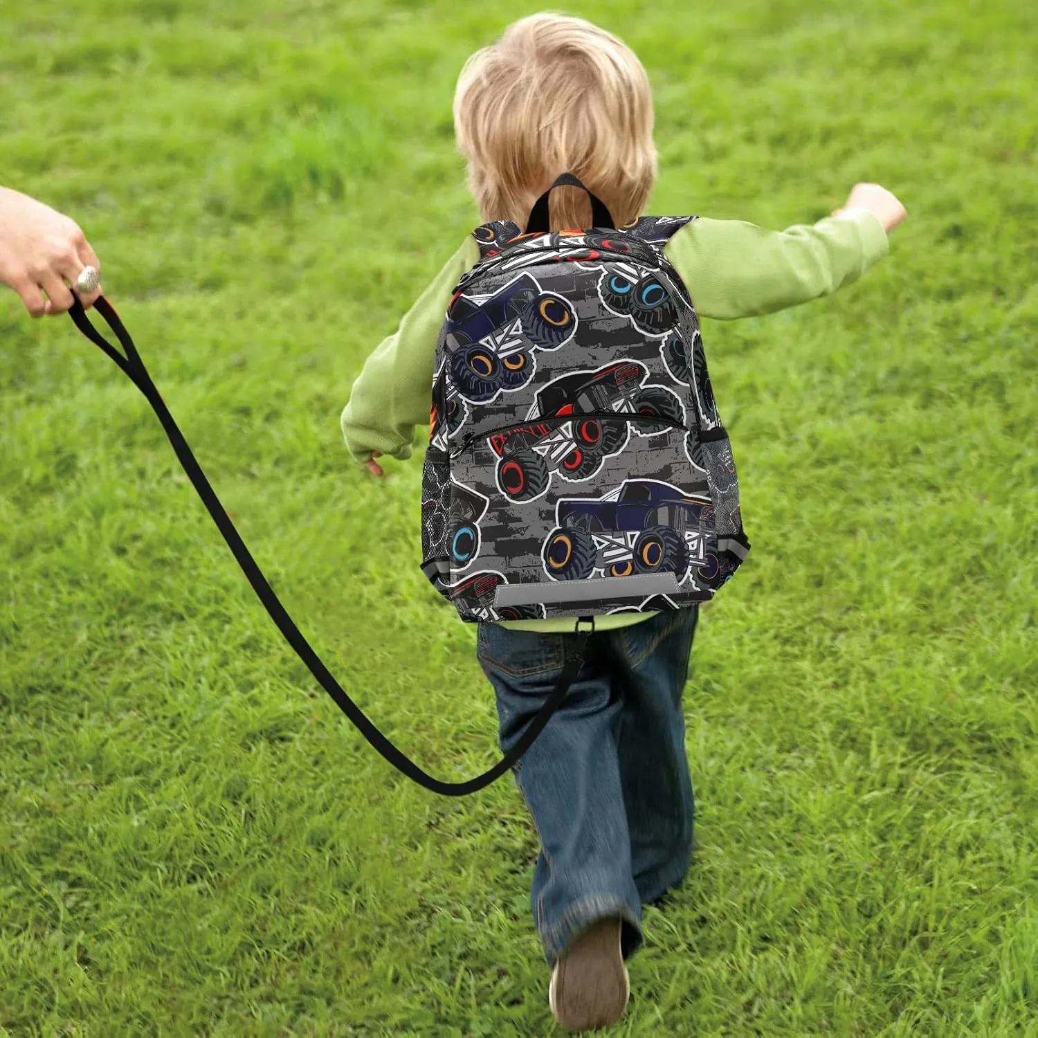 Toddler Boys Backpack Monster HighTruck Cars Preschool Backpack with Safety Leash Chest Clip Nursery Travel Daycare Bag