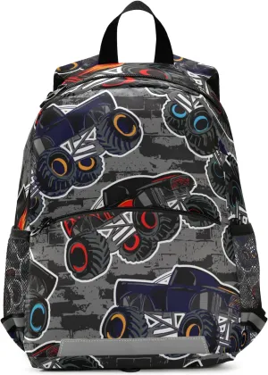 Toddler Boys Backpack Monster HighTruck Cars Preschool Backpack with Safety Leash Chest Clip Nursery Travel Daycare Bag