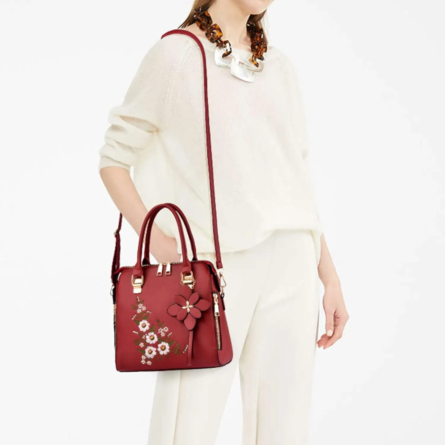 Tote Top Handle Satchel Bags for Women Large Casual Handbags for Work Dating Multi Compartment Purse(RD1)