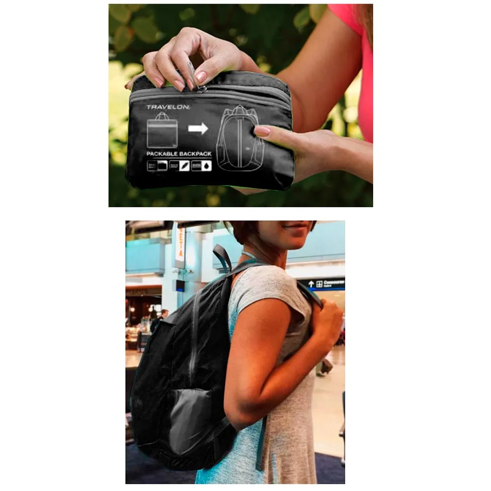 Travelon Packable Backpack Light Backpacking Travel RFID Blocking Bag Back Pack