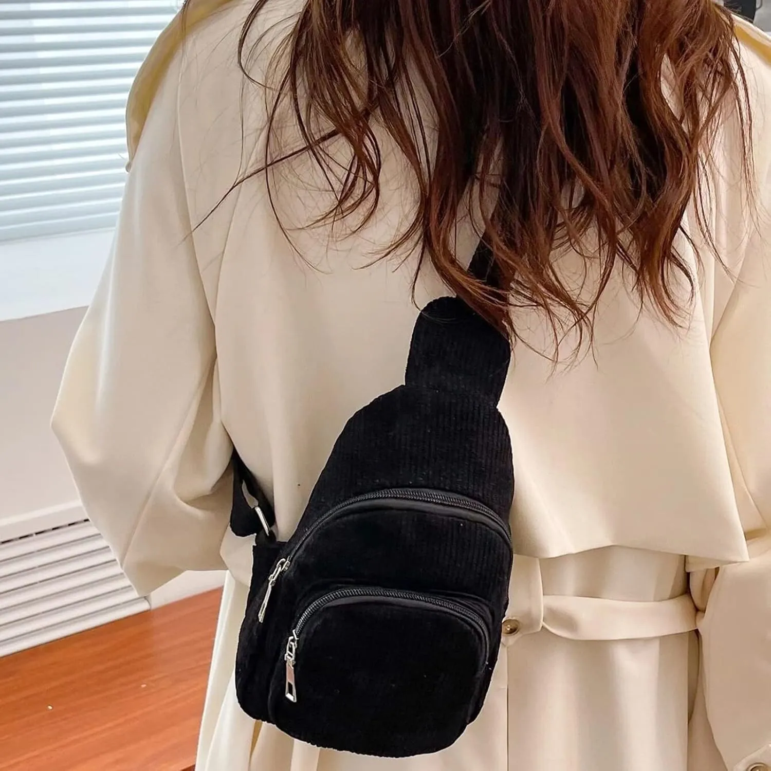 Trendy Sling Bag Bakpack Mini Corduroy Sling Bag Women Shoulder Bag Chest Bag Purse Bag Package